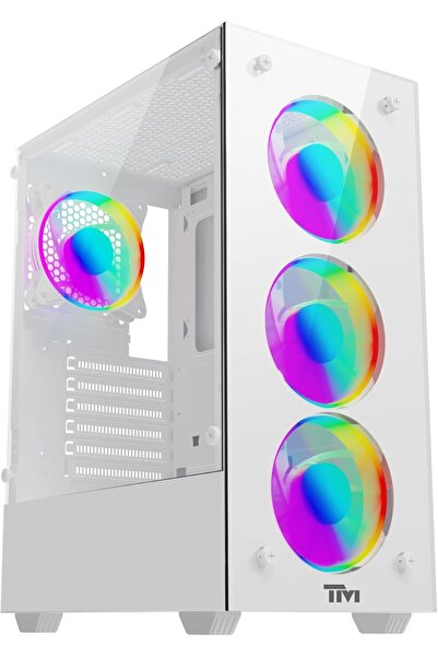 Twisted Minds NOVA Gaming PC Case Mid Tower White – TM-NOVA-W, ARGB Fans, Dual Tempered Glass Panels