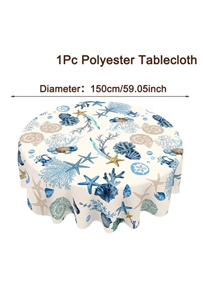 Choice1 as shown 718 Ocean Starfish Tablecloth Polyester Rectangle & Round Ta...