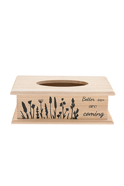 meli melo Natural wooden napkin box with decorative message 27 cm