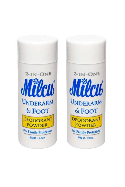 Milcu Milko Two Pieces of 2-in-1 Deodorant Powder for Armpits and Feet 80g.