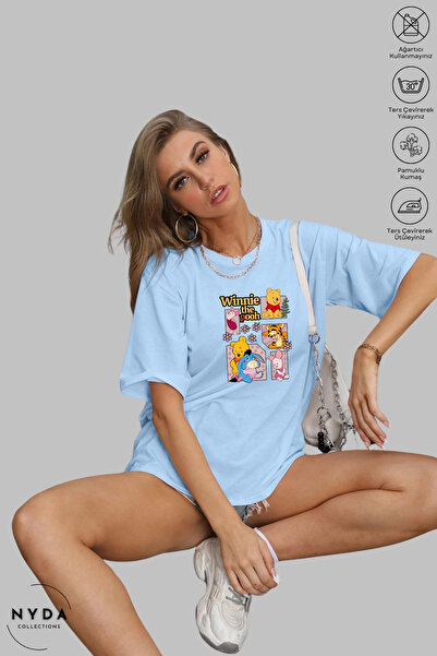 Nyda Collections Tricou oversize cu mânecă scurtă din bumbac imprimat Winnie ...