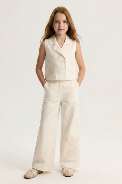 HAUSEkids 5-14 Yaş Moon Pearl Kız Çocuk Pantolonlu Takım-Ekru