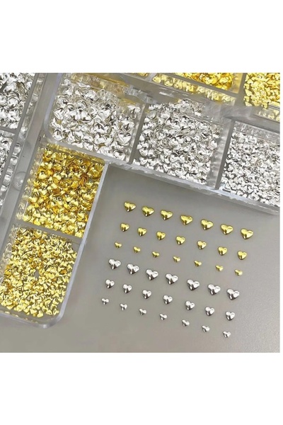 Marka Kalp Dizayn 6 Grit Metal Tırnak Süsleme Charm Silver ve Gold Nail Charm...