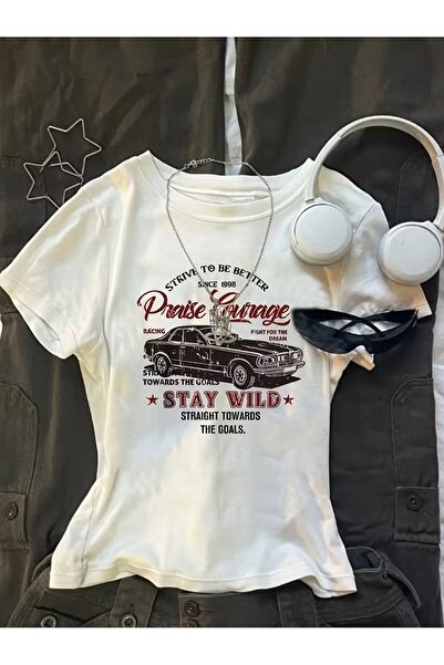 Le Savu Belt Boy Stay Wild Paradise Cropped Bluz