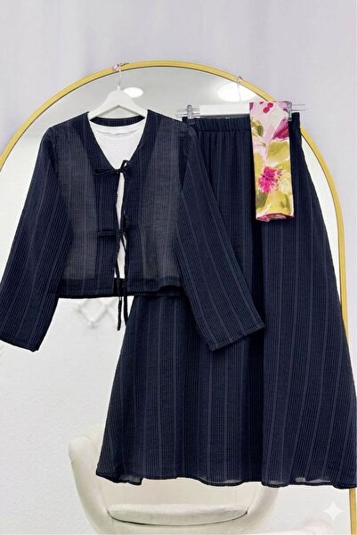 VOLT CLOTHİNG Muslin Textured Tie Skirt Set