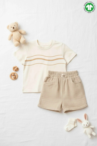 The Nest Kids طقم شورتات أطفال عضوية من ساند ويف