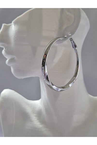 MY ESTA JEWELRY MODERN BURGU GÜMÜŞ RENK HALKA KÜPE