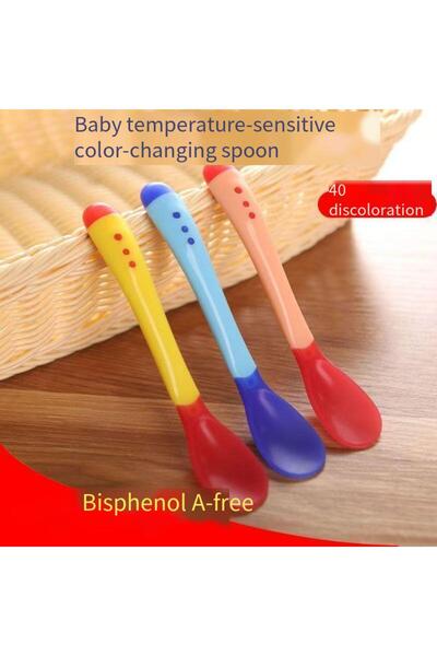 Choice 3PCS Baby silicone spoon temperature-sensing spoon set, children's wat...