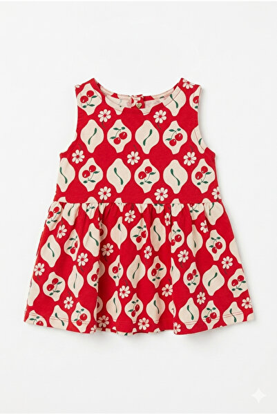 TAYO BABY Baby Girl 100% Cotton Cherry Patterned Summer Dress