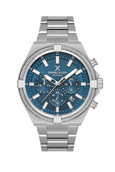 Daniel Klein Dial Blue Band Silver Color 44 mm Gift Boxed Internal Indicators...