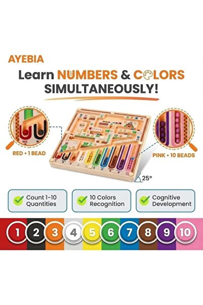 Stone Joc educativ tip labirint: Piatră ®   cu bile magnetice și sortare a culorilor pentru copii de 3 ani+, 18x18cm