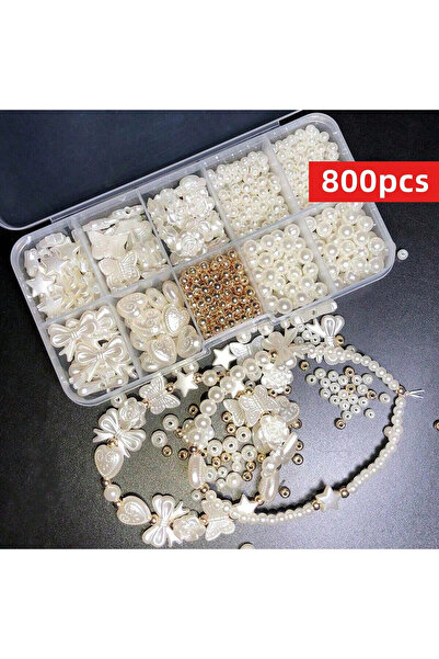 Choice 800pcs-1set 800Pcs White Mixed Acrylic Pearl Polished Loose Beads Set ...