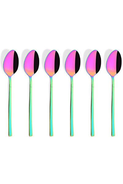 Choice Rainbow 6Pcs Stainless Steel Coffee Spoons Dessert Spoons Teaspoons Se...