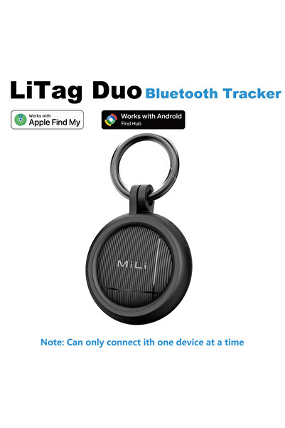 Choice1 جهاز تتبع ذكي LiTag Duo أسود اللون مع علبة واحدة، متوافق مع تطبيق Fin...
