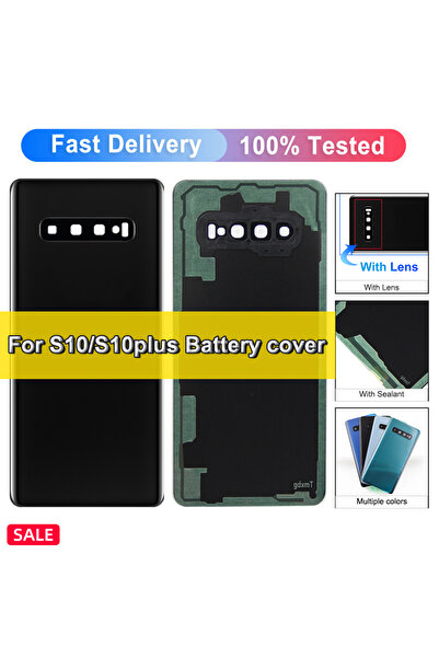 Choice5 غطاء خلفي أسود لهاتف S10 بلس، غطاء خلفي بديل لـ S10 و S10 بلس، غطاء ب...
