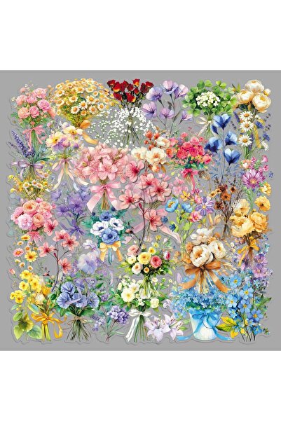 Choice 50pcs Flower Stickers Romantic Valentine's Day Transparent 2D Graffiti...