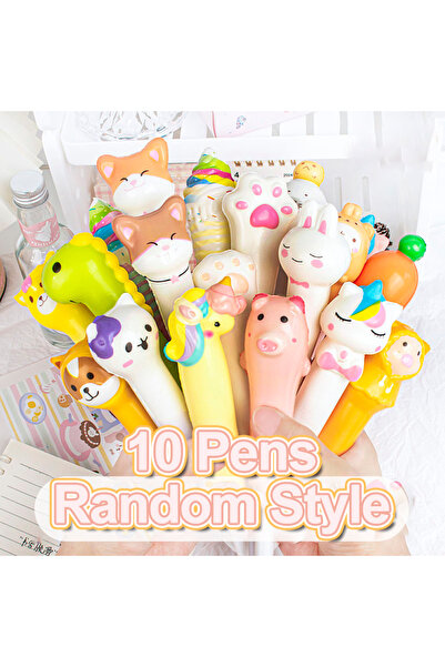 Choice black 10PS Color Random 10PC Cartoon Stress Relief Pen Pinch Fun Stude...