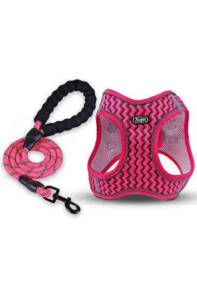 Choice M Rose Red Supet Pet Cat and Dog Chest Strap with Wave Pattern Breatha...