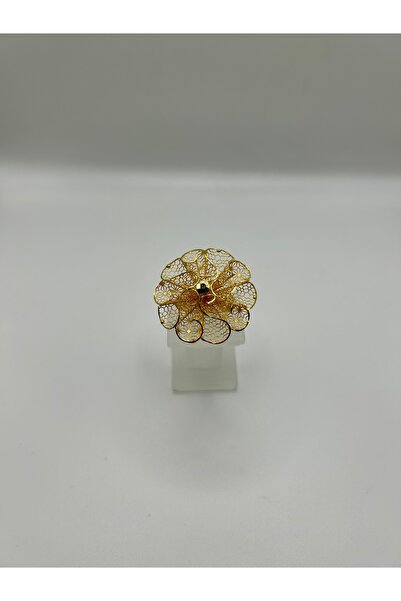 NYR Gold Silver Büyük Filigran Çiçek Yüzük 3.5 cm | Altın Kaplama Yıldız Moti...