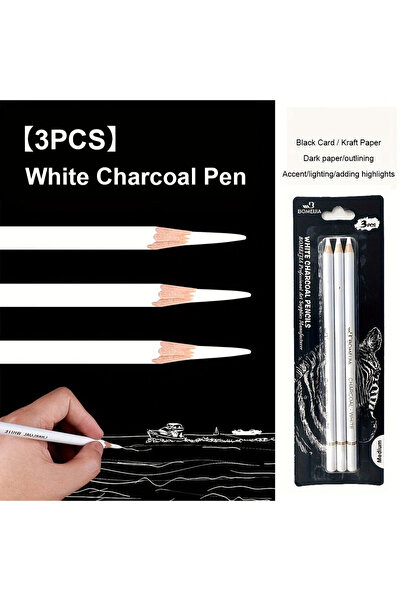 Choice 3pcs 3/6pcsPiece White Charcoal Pencil Set For Artists - Smooth, Soft ...