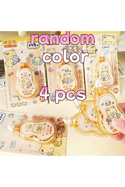Choice4 mixed-4pcs Cute Bear whiteout Tape for Students 6M Long-Lasting Corre...
