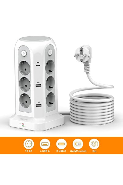 Choice European plug 12 Outlets 4U2C TESSAN Multi Socket Power Strip with 12 ...