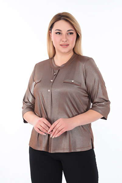 KİFAYET Plus Size Crew Neck Glitter Lycra Short Sleeve Evening Dress Women's ...