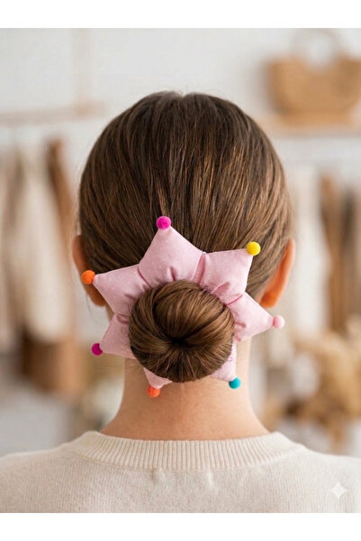LİNACO Renkli Ponponlu Puantiyeli Scrunchie Toka - Topuz Tokası Simit Model -...