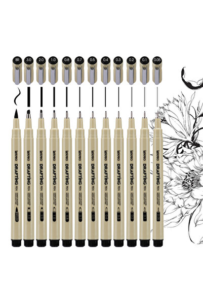 Choice1 12pc set Lekreo 12 Size Micron Fineliner Pens - Archival Black Ink Pe...