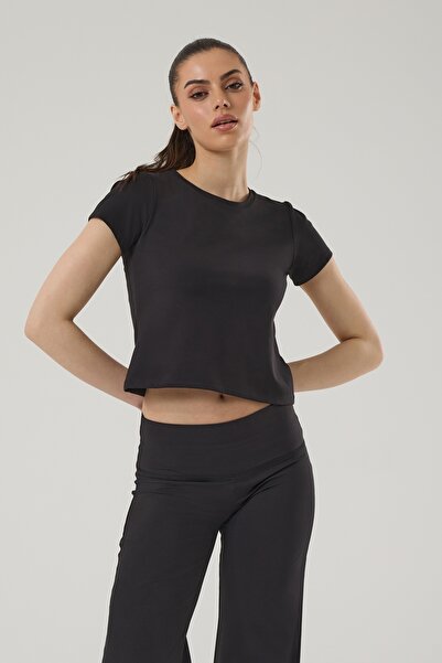 Exuma KADIN KISA KOLLU CROP T-SHIRT 4014