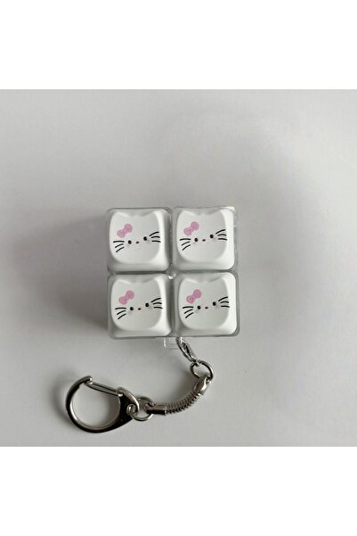choice2 4-2 Kawaii Hello Kitty Luminous Fidget Keychain Cute Cat Ear Keyboard...