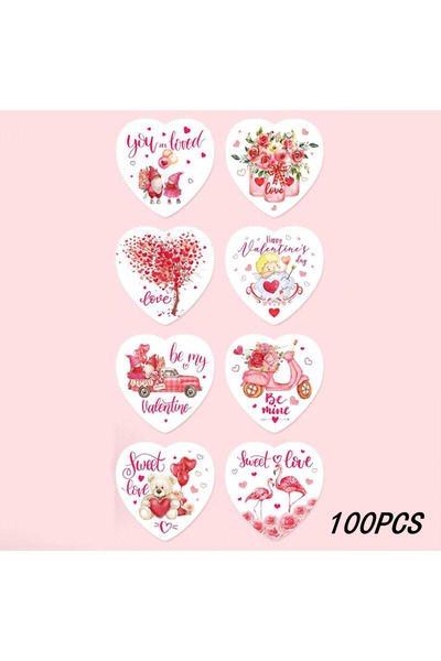 Choice3 1 بوصة - 100 قطعة، 100-500 قطعة، ملصقات عيد الحب - ملصقات على شكل قلب...