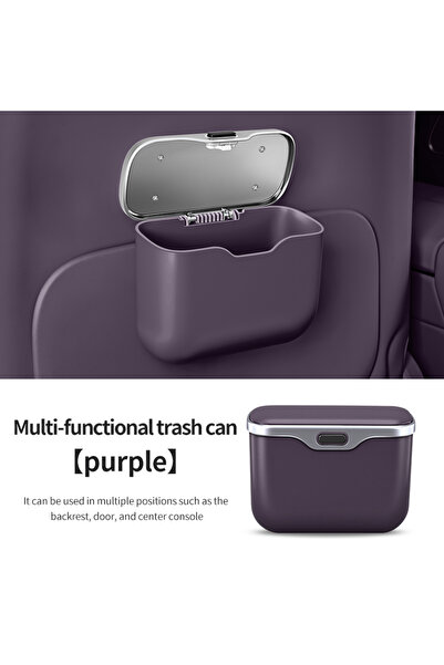 Choice1 1PCS Purple Multifunctional Car Trash Can with Lid Button, Hanging St...