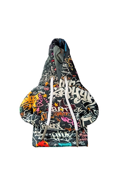 Choice1 black Car gear lever dust cover, graffiti patterned hooded sweatshirt...