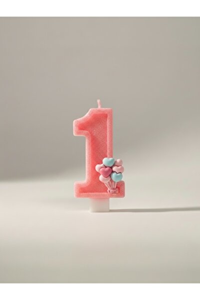 Miki & Miki Pembe Simli Pasta Mumu Doğum günü mum 1 yaş Balon Konsept