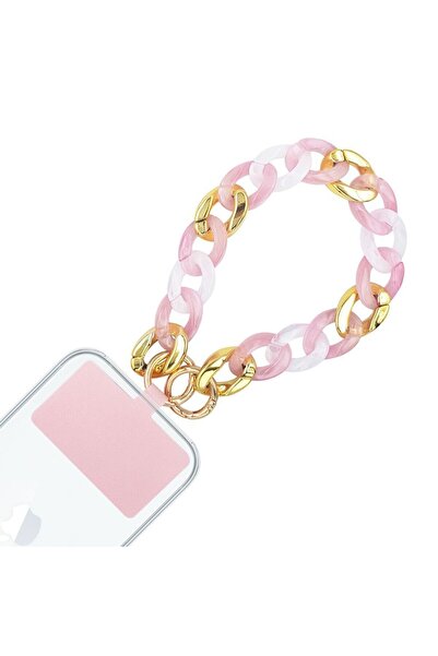 Sonique Βραχιόλι Λουράκι Golden Charm Ακρυλικό 30cm για Κινητό Ροζ