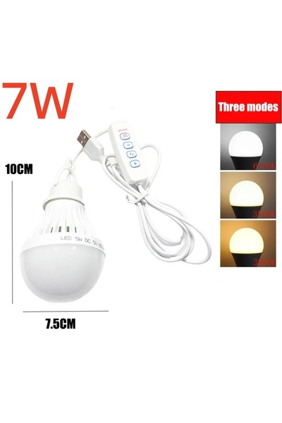 Choice 3 Color Dimming 3/5/7W USB Lamp Bulb 5V Emergency Light Lamp LED USB R...