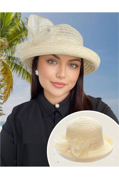 Confortino Luxury women's organza hat with veil - ONE size, ADJUSTABLE