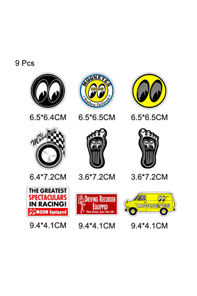 Choice 9 Pcs 9 Pcs/Set Motor Decals Eyes Car Stickers Skateboard Decoration M...