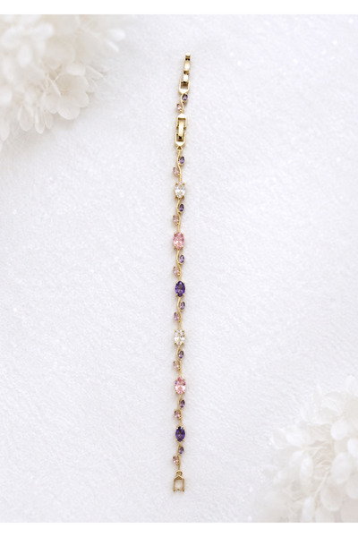Lilith Takı Elegant Gold-Looking Women's Bracelet with Colorful Stone Detail ...