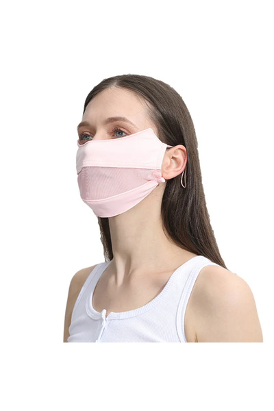 Choice1 Pink Sunscreen Mask Women Ice Silk Mask Thin Breathable Mesh Face Cov...