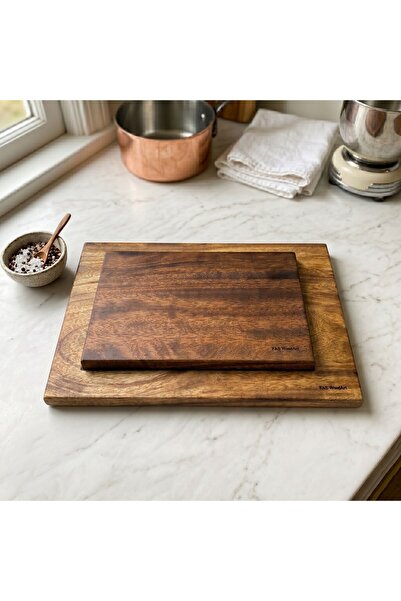 F&S WoodArt Set of 2 Solid One-Piece - Solid Iroko Wood Cutting Board