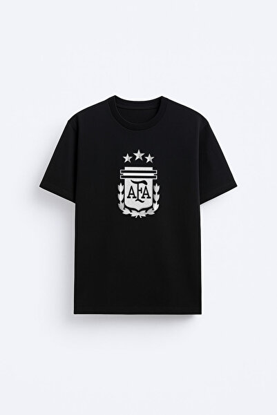 AYDESİGN Tricou negru din țesătură de bumbac imprimată cu echipa de fotbal a ...