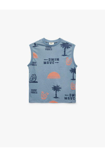 Koton Cotton Sleeveless Crew Neck Printed Singlet