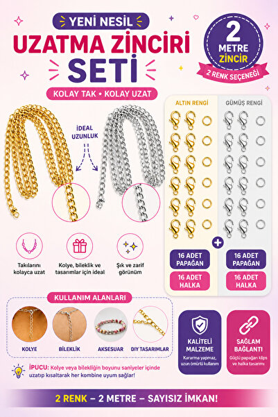 By MO Accessories Altın ve Gümüş Renk Papağan Halka ve Zincir Seti Bileklik T...