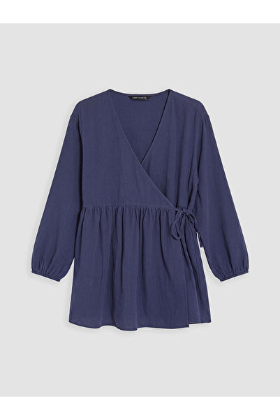 LC Waikiki Nevavm Double-Breasted Collar Textured Women's Kimono with a Diffe...