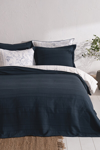 Puffy Cedra Double Bedspread Set - Indigo