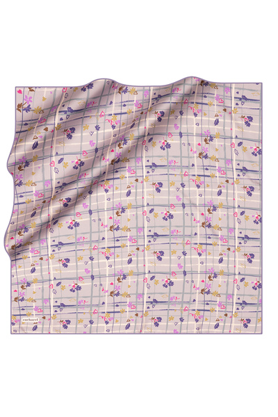 Cacharel Purple 90X90 Silk Twill Scarf