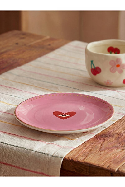 LC Waikiki Rmz Gi̇yi̇m Farkiyla Polka Dot and Heart Printed Porcelain Plate 1...
