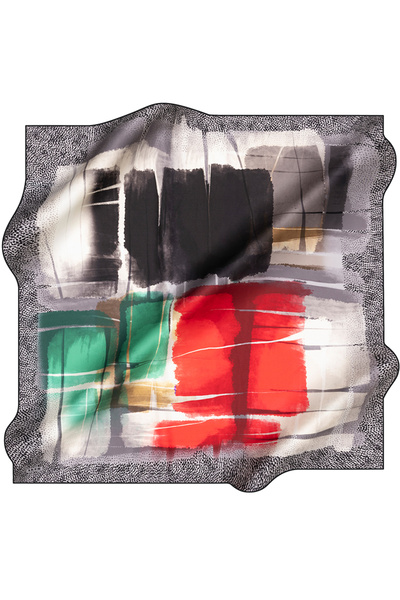 Aker Black 90X90 Silk Twill Scarf